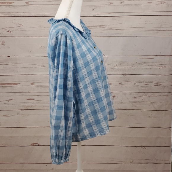 Madewell Colwell plaid Ruffle-Neck Top - Picture 4 of 7